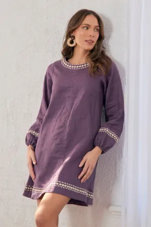 Hazel Linen Short Dress in Merlot Dream mesh ventilation