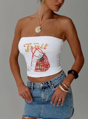 Fresh Fruit Strapless Top Ivory Cool Weather