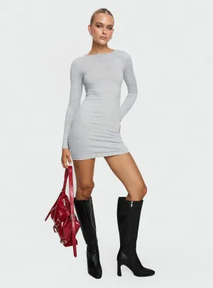 Lex Long Sleeve Mini Dress Grey Marle Eco Dye