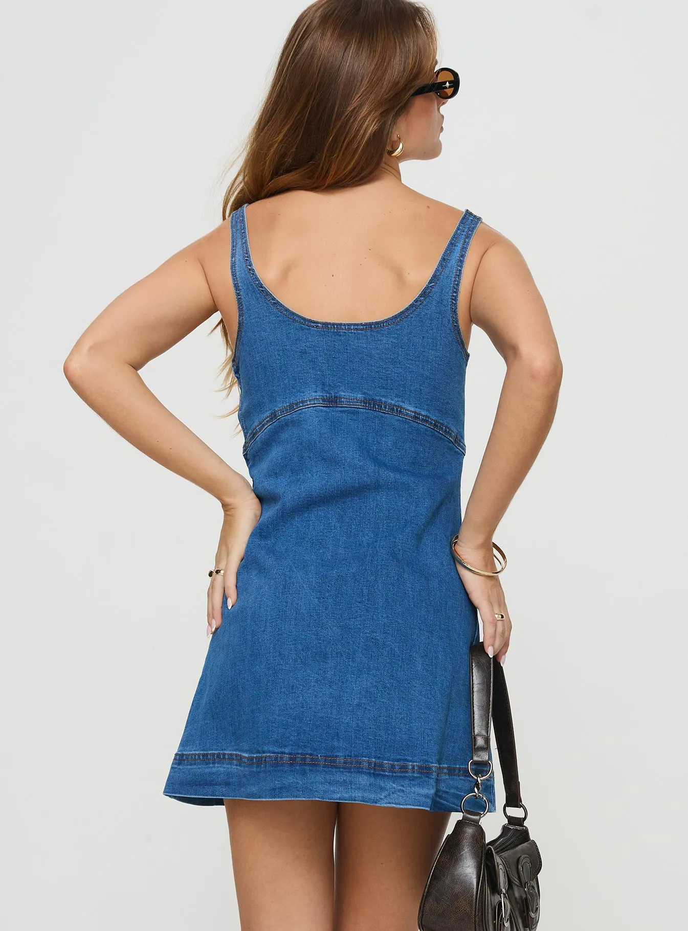 Confident Wear Rautha Denim Mini Dress Mid Wash