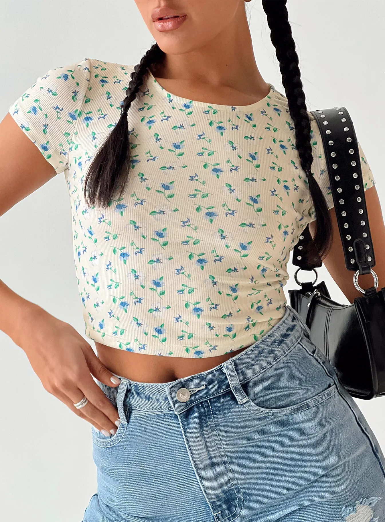 Kapner Baby Tee Blue Floral Light and Comfortable