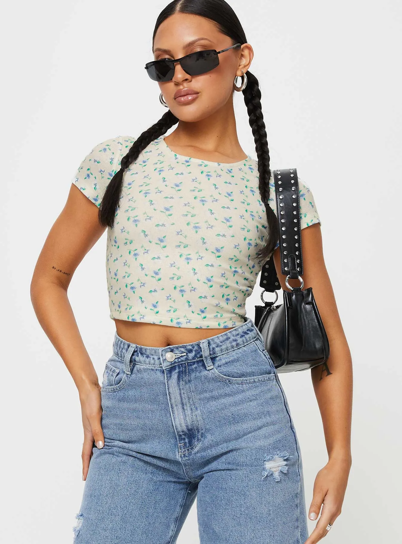 UPF Rated Fabric Kapner Baby Tee Blue Floral
