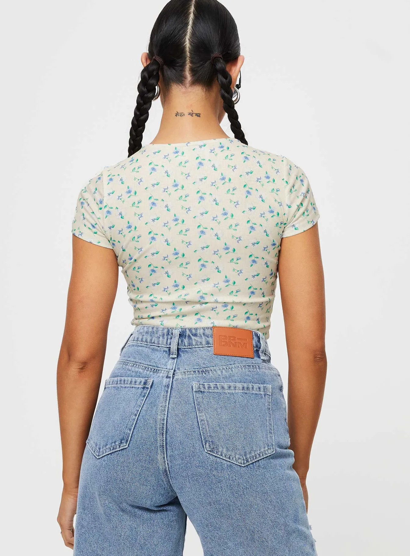 Light Trend Fashion and Comfort Kapner Baby Tee Blue Floral