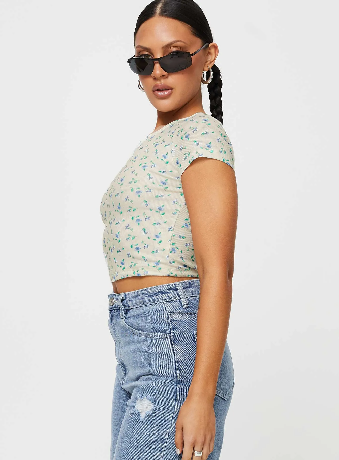 Kapner Baby Tee Blue Floral Cool Design