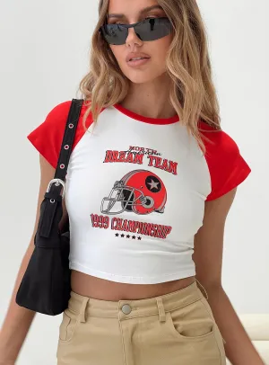 Dream Team Graphic Tee White / Red Street Ready Breathable Look