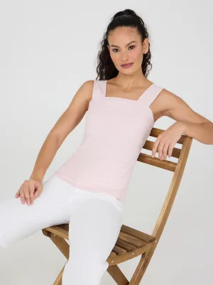 Striped Thick Strap Tank Top AntiSnagFabric Antibacterial Finish