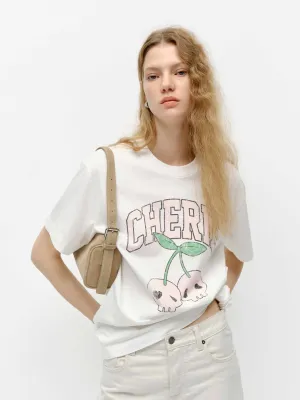 loose but not baggy Skinny Fit Cotton Front Printed T-shirt